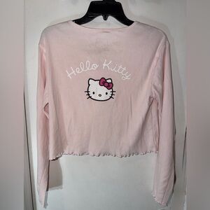 Y2K-style Sanrio Hello Kitty Pink Tie-Front Ribbed Cardigan - Large